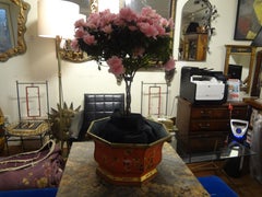 Large Italian Tole Painted and Gilt Decorated Jardinière or Cachepot
