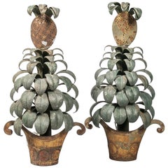 Large Italian Tole Pineapple Sconces