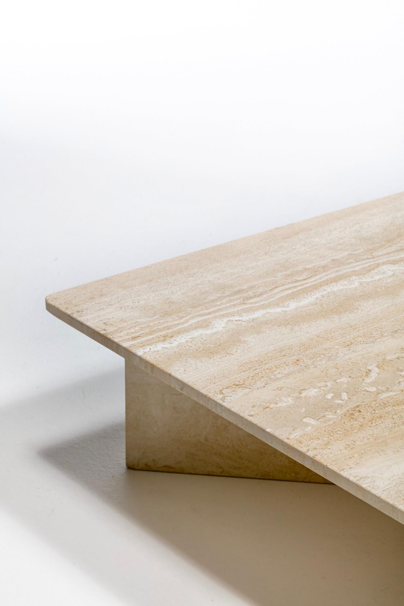 Large Italian Two Part Travertine Modular Coffee Table by Up & Up, circa 1970s For Sale 5