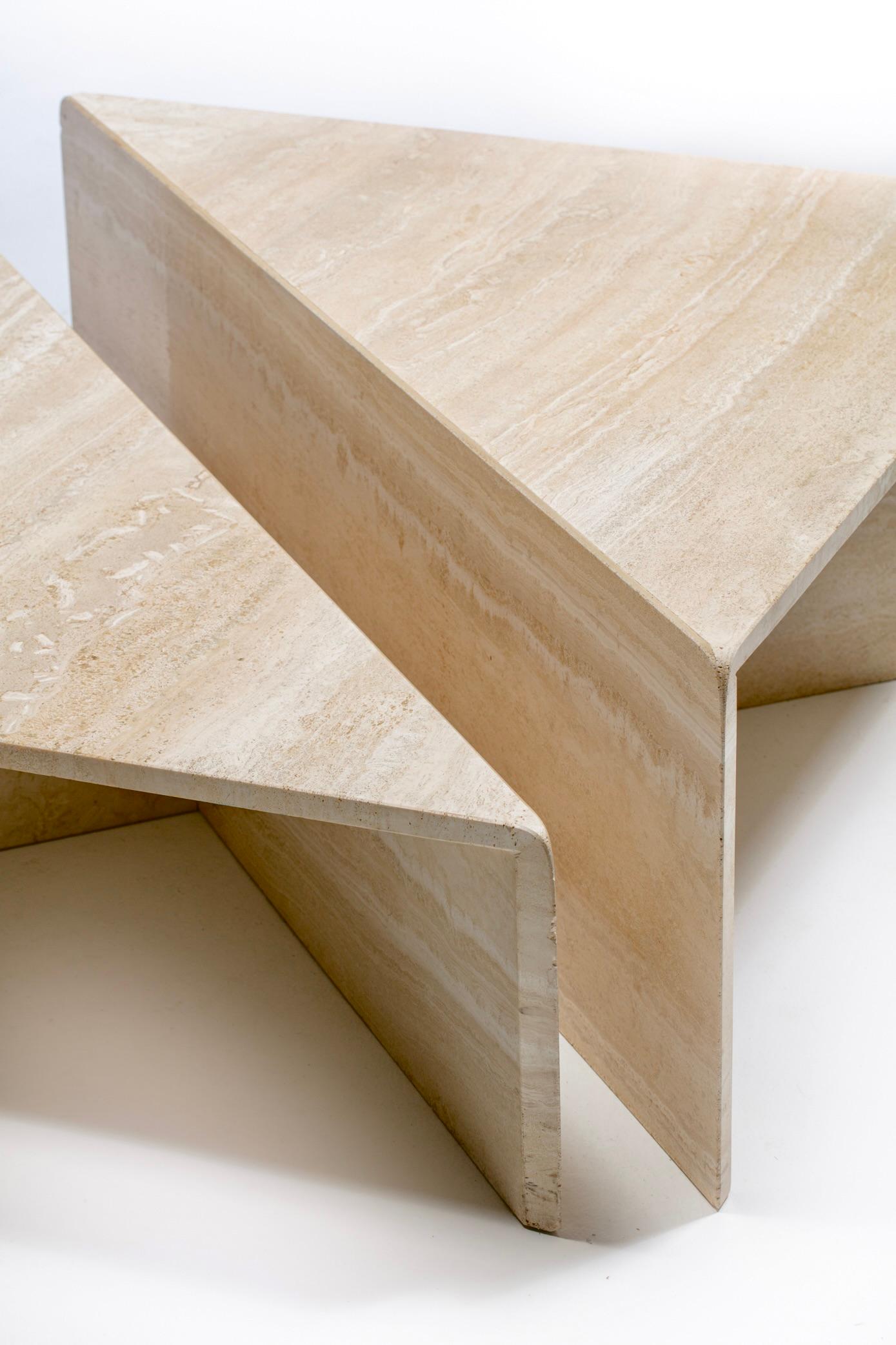 Large Italian Two Part Travertine Modular Coffee Table by Up & Up, circa 1970s For Sale 6