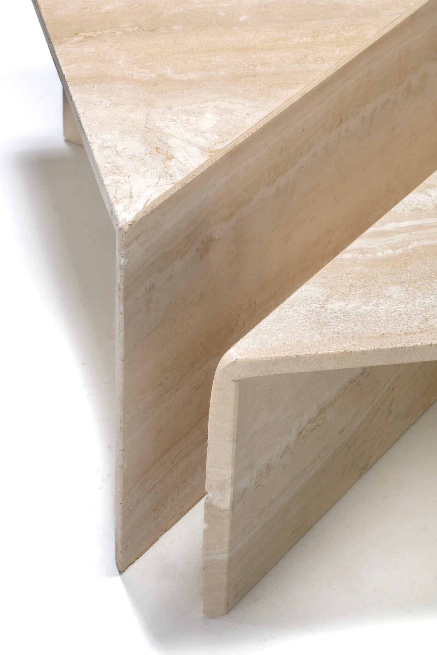 Large Italian Two Part Travertine Modular Coffee Table by Up & Up, circa 1970s For Sale 11
