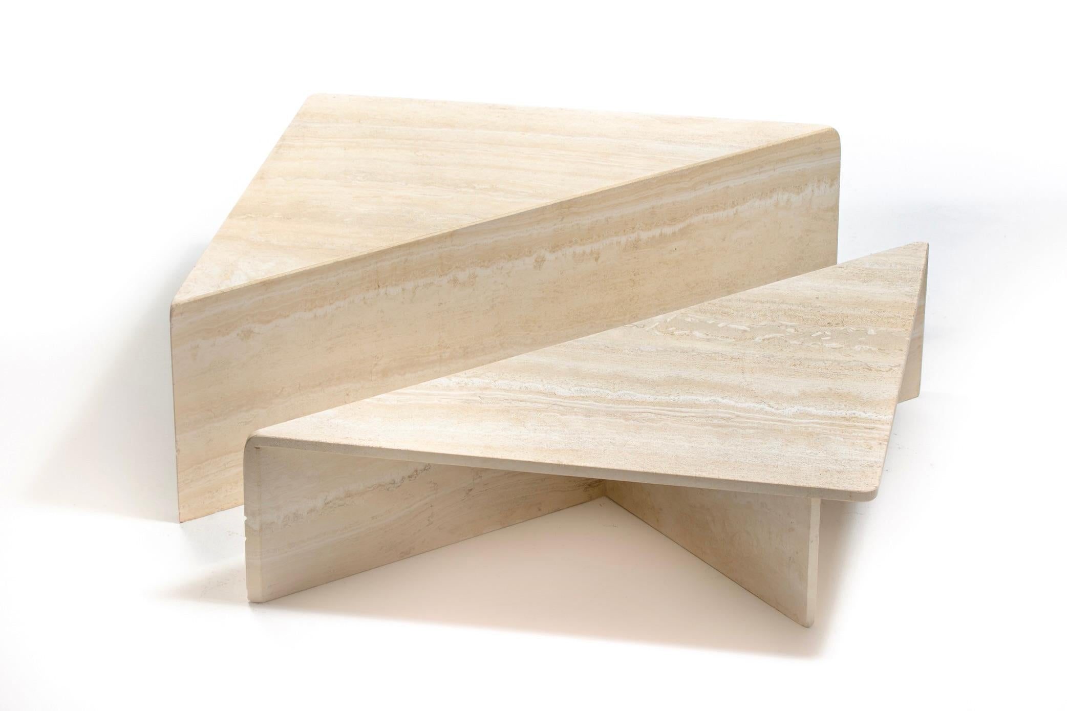 Organic Modern Large Italian Two Part Travertine Modular Coffee Table by Up & Up, circa 1970s For Sale
