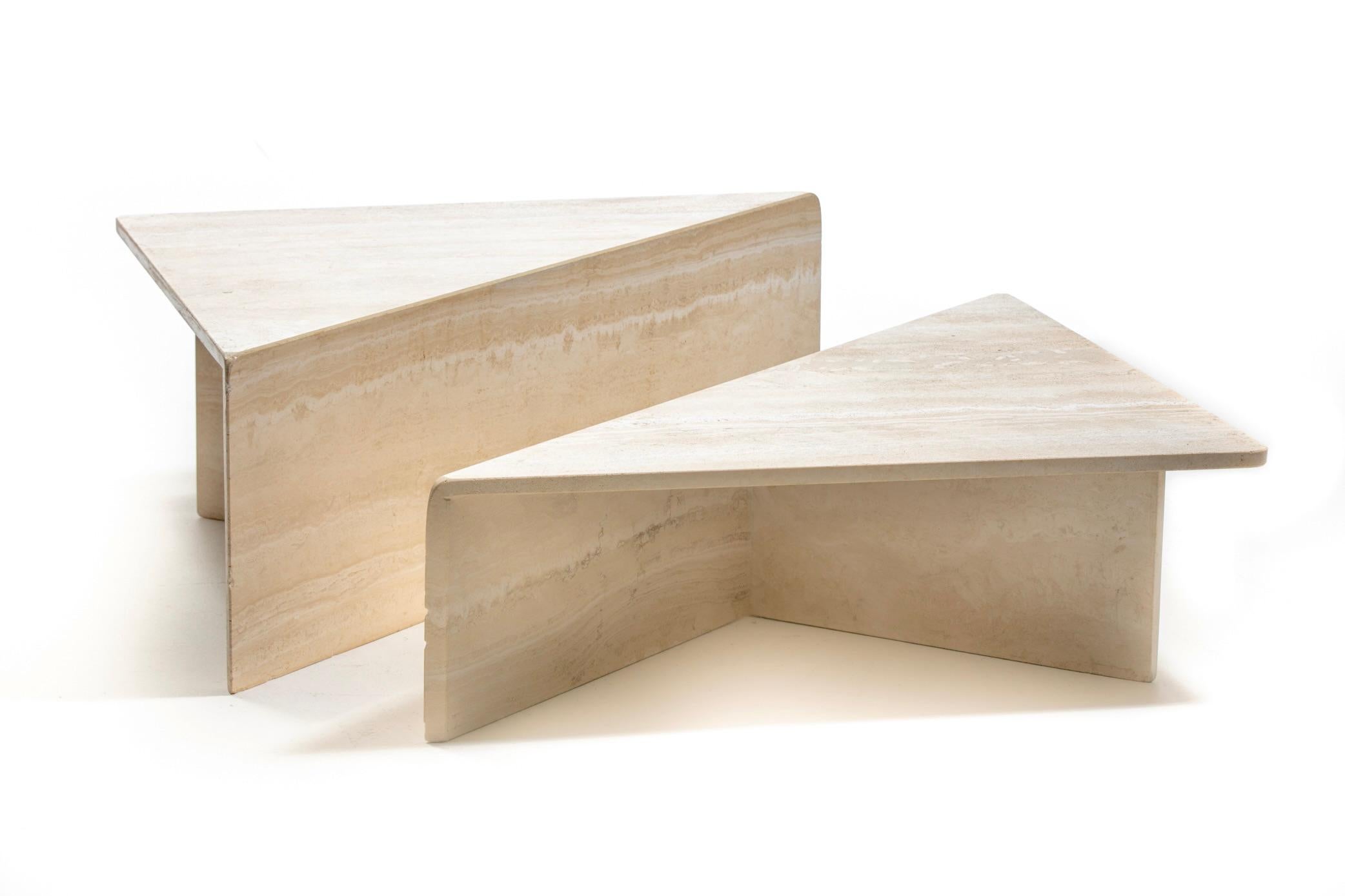 Late 20th Century Large Italian Two Part Travertine Modular Coffee Table by Up & Up, circa 1970s For Sale