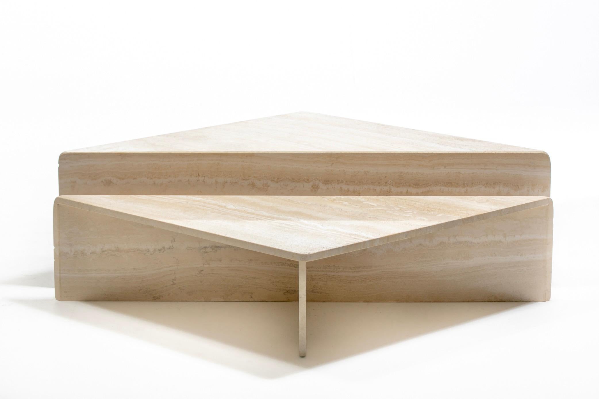 Large Italian Two Part Travertine Modular Coffee Table by Up & Up, circa 1970s For Sale 2