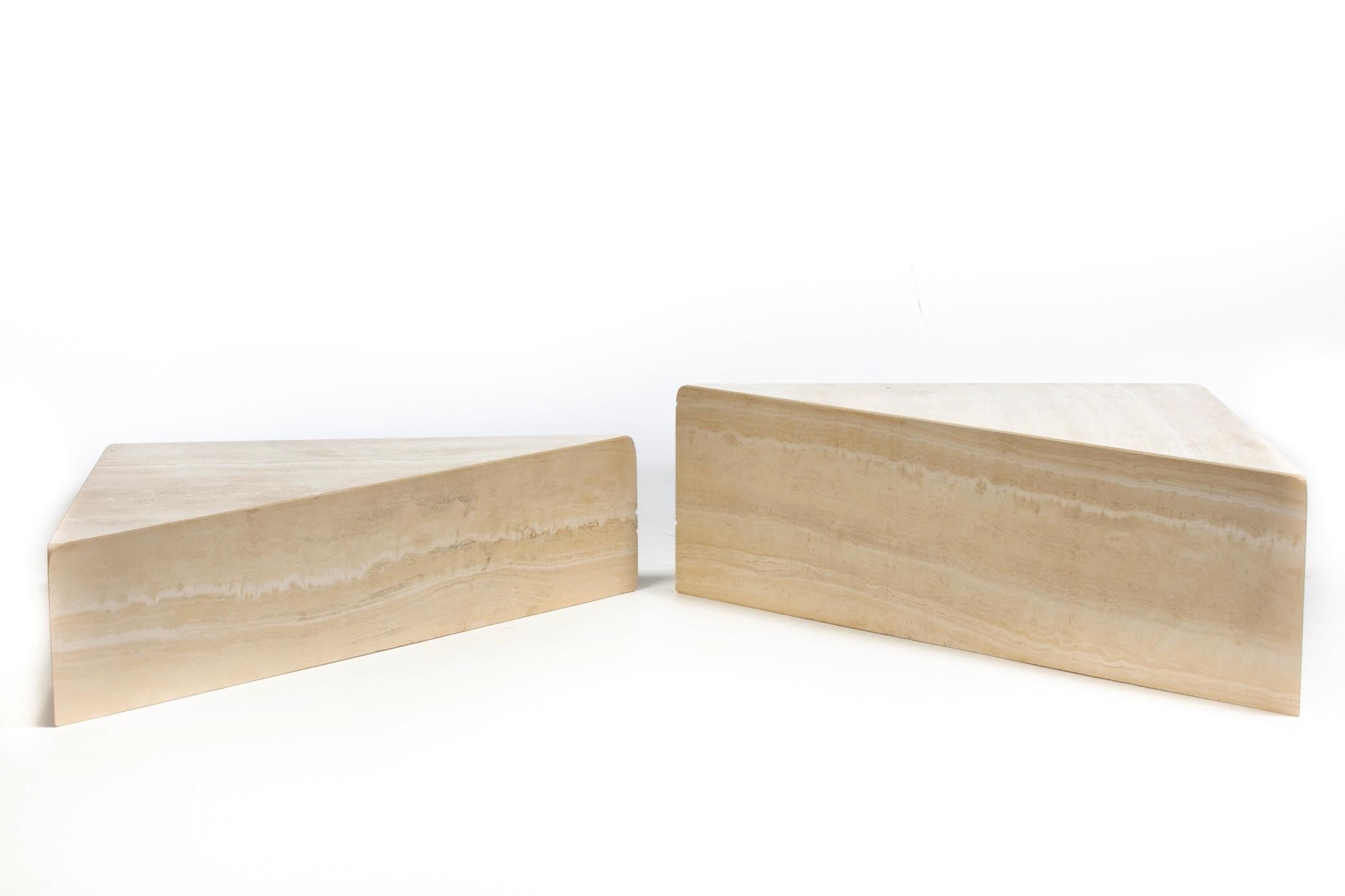 Large Italian Two Part Travertine Modular Coffee Table by Up & Up, circa 1970s For Sale 4