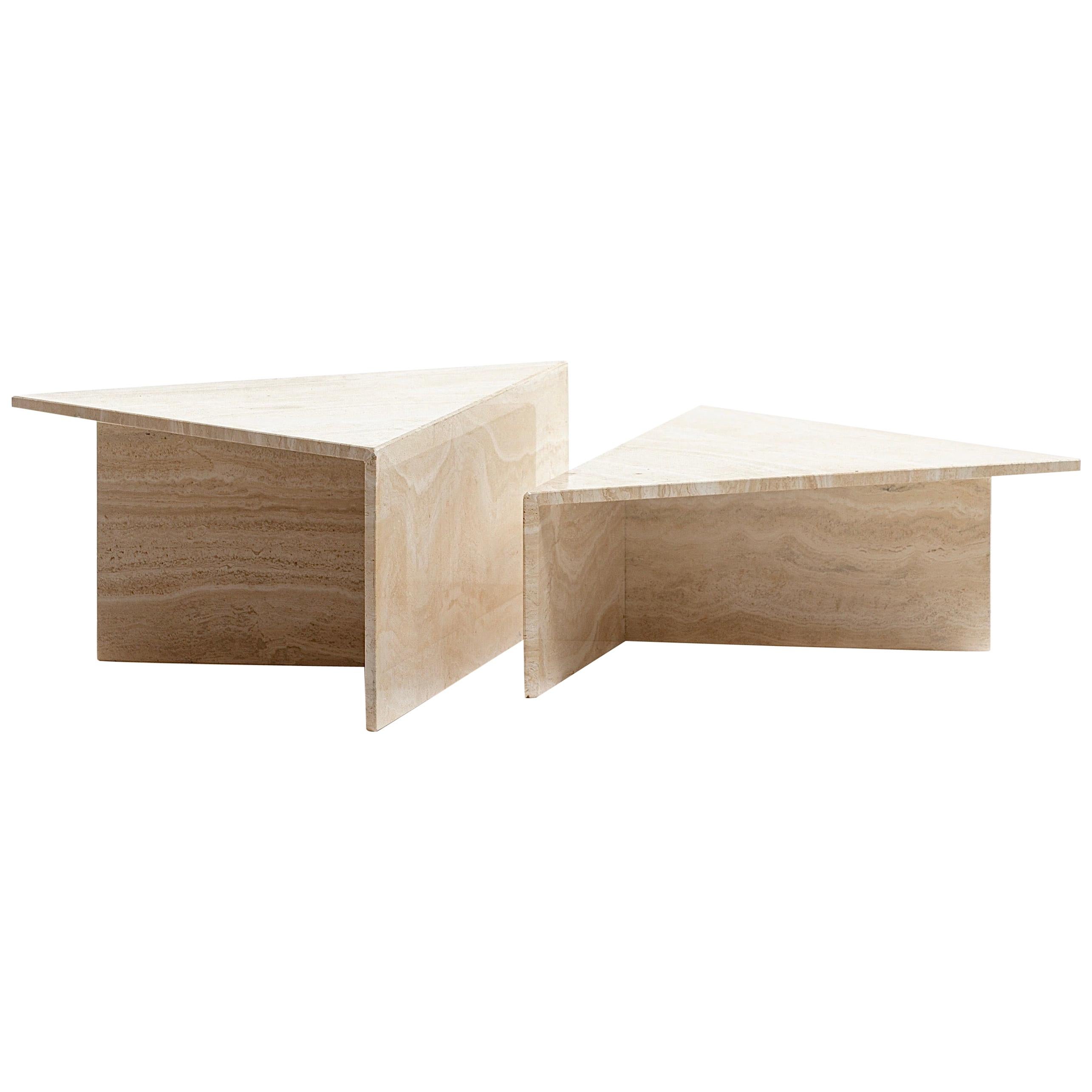 Large Italian Two Part Travertine Modular Coffee Table by Up & Up, circa 1970s