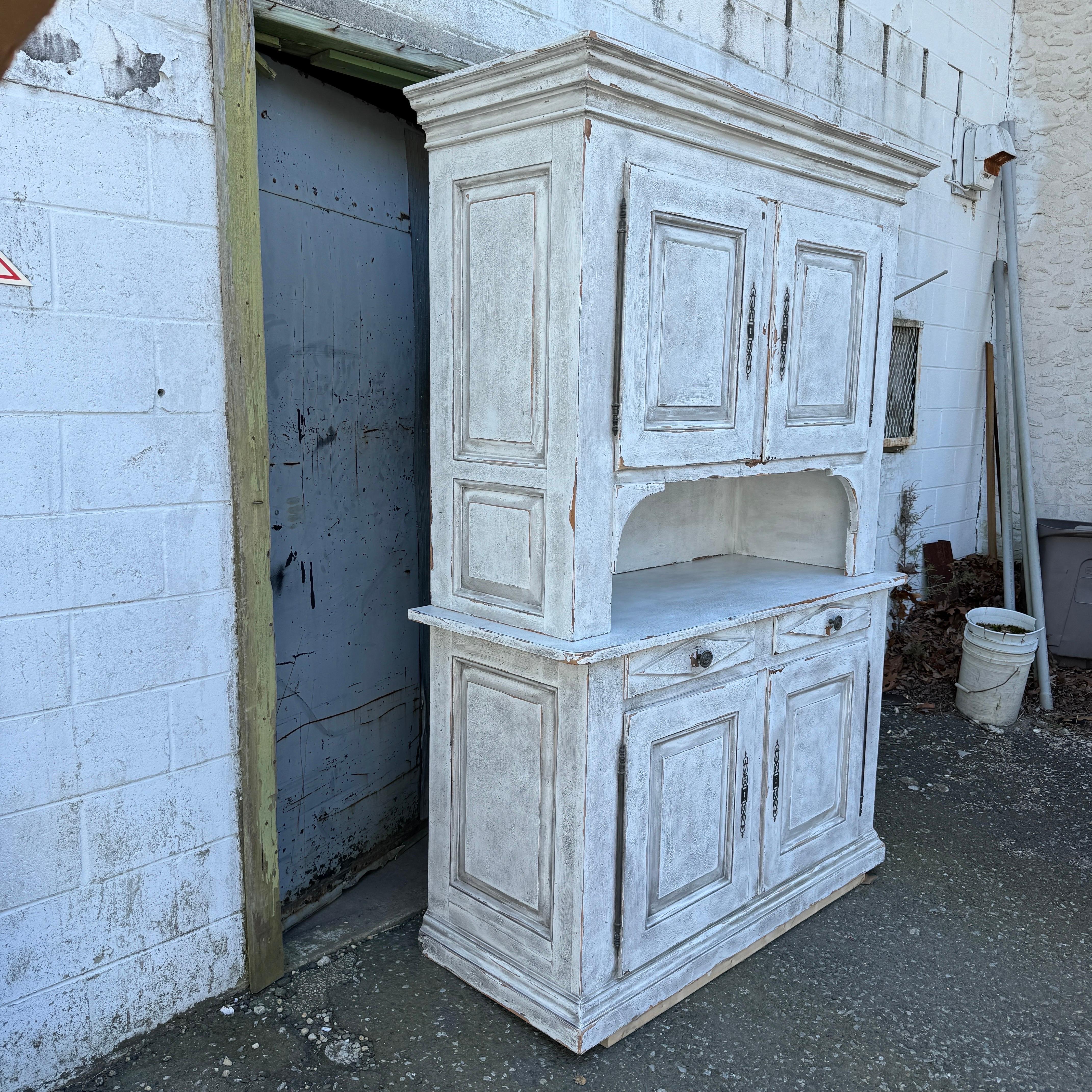 Large Italian Two Piece Hand-Painted Cabinet with Drawers In Good Condition For Sale In Haddonfield, NJ