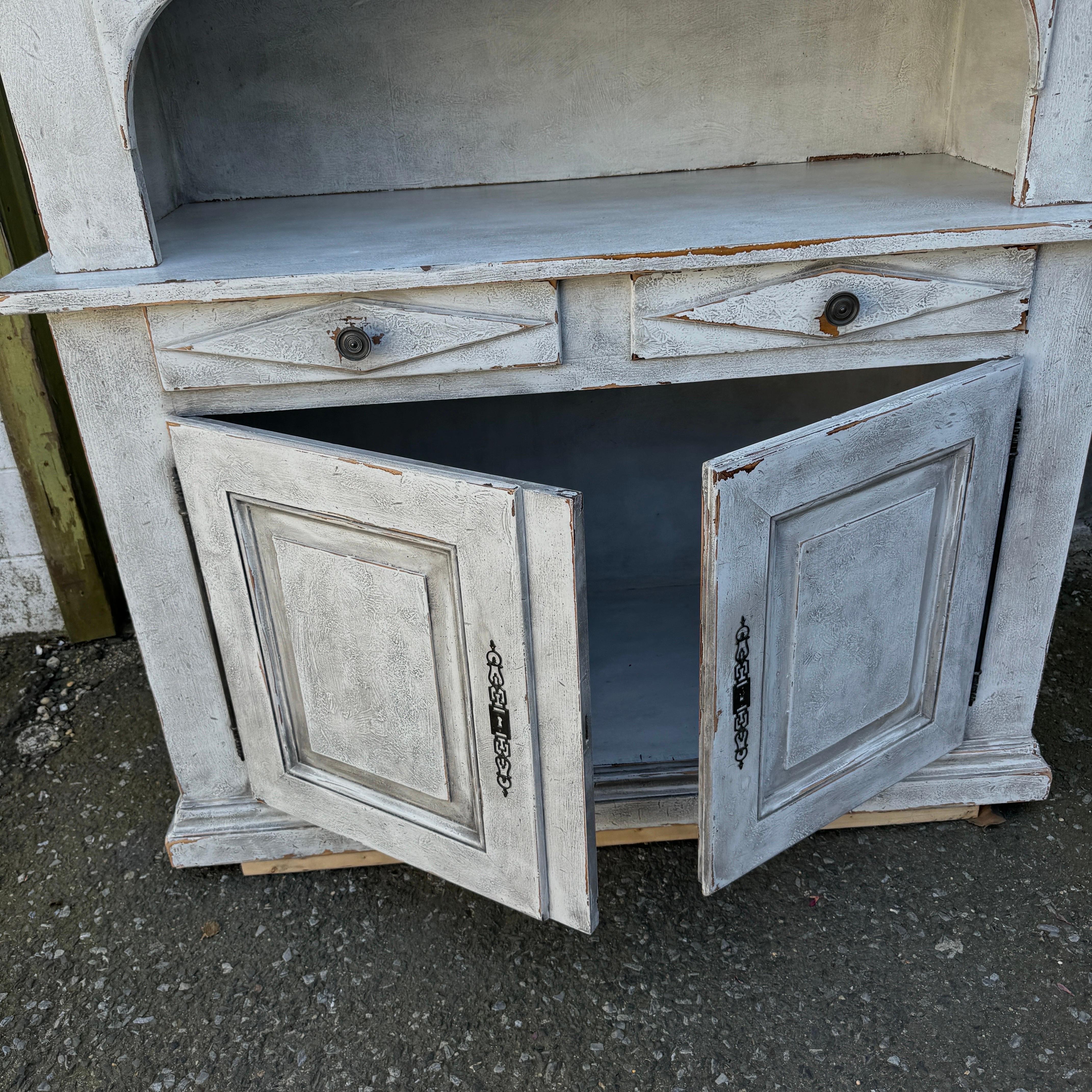 Large Italian Two Piece Hand-Painted Cabinet with Drawers For Sale 2