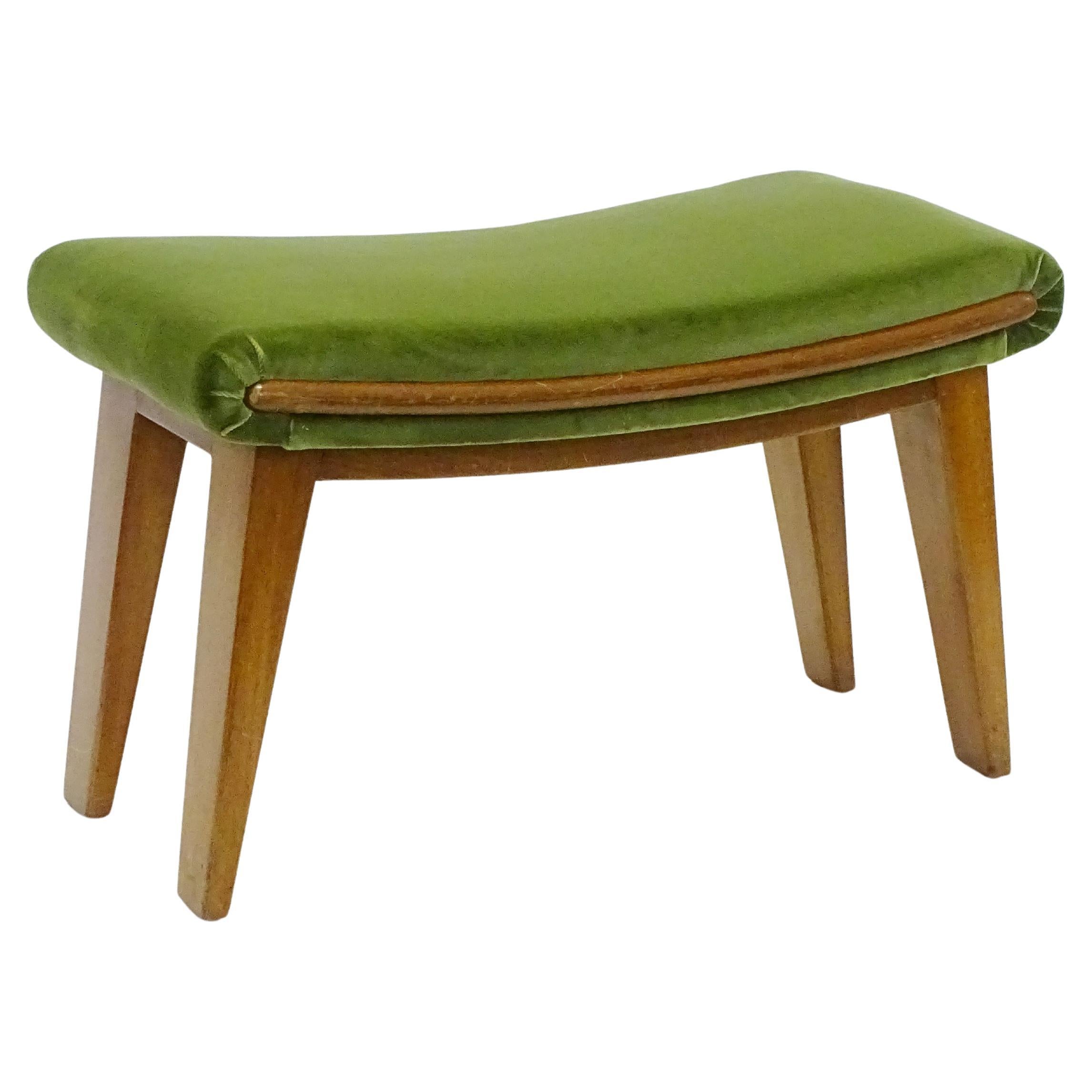 Large Italian Upholstered Stool with Sculpted Seat, 1940s