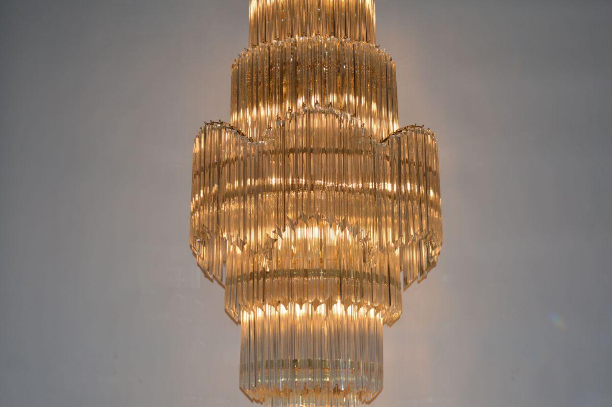 Beautiful Large Italian Venini chandelier with glass prisms.