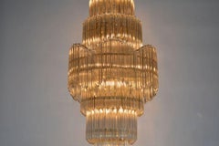 Large Italian Venini Chandelier with Glass Prisms