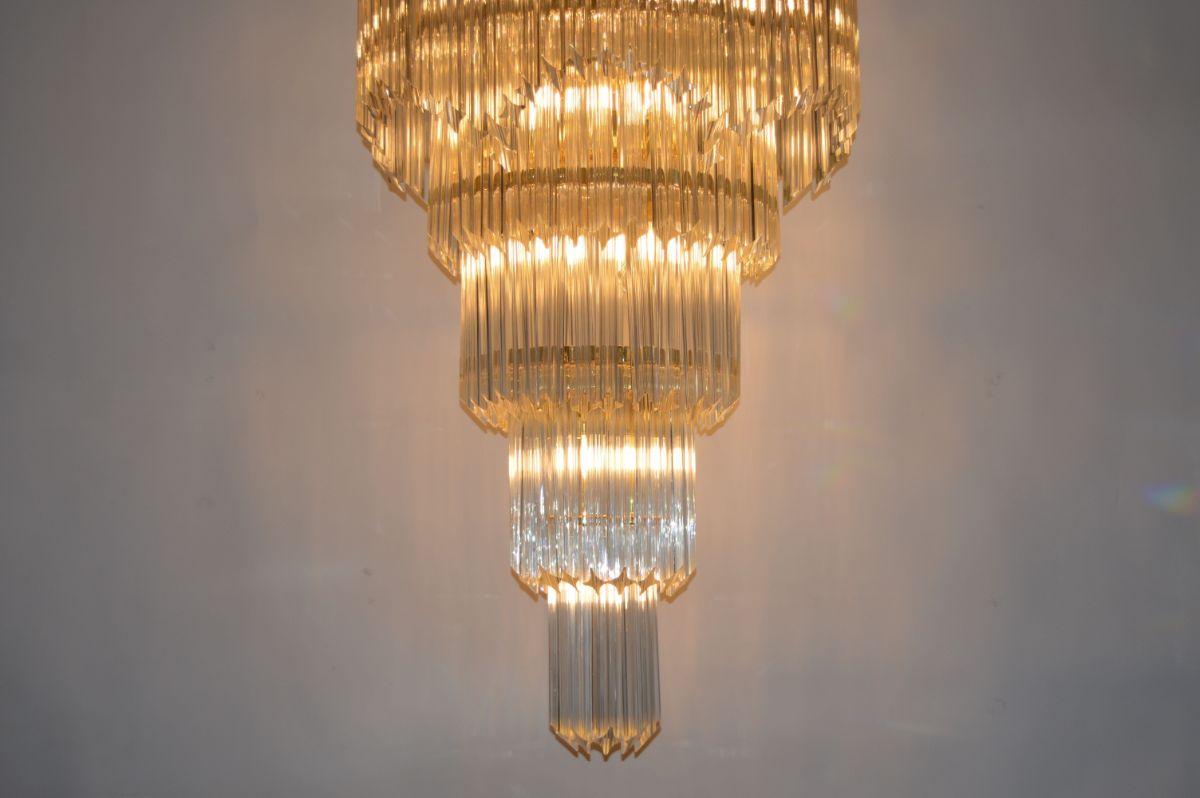 Modern Large Italian Venini Chandelier with Glass Prisms