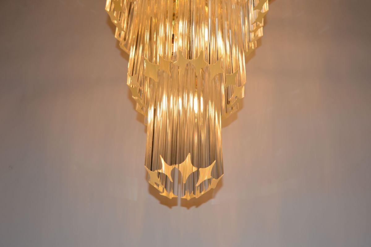 Large Italian Venini Chandelier with Glass Prisms In Good Condition In Los Angeles, CA