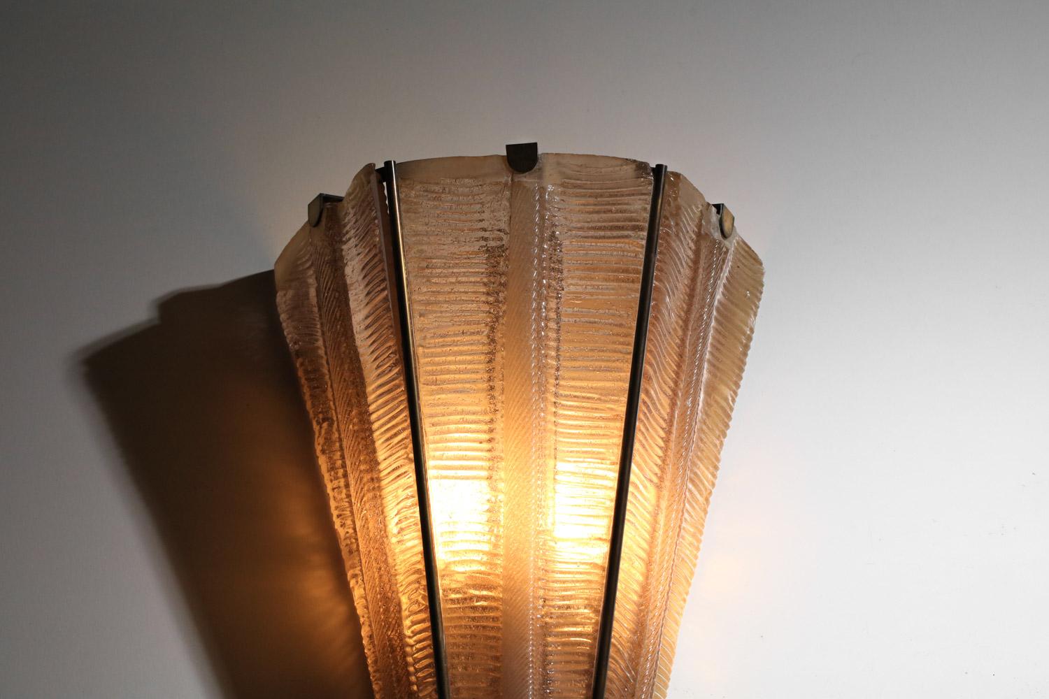 Grande lampada da parete italiana in vetro di Murano di Venini degli anni '30 In condizioni buone in vendita a Ternay, Auvergne-Rhône-Alpes