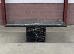 Large Italian Verde Marble Stone Rectangular Pedestal Dining Table