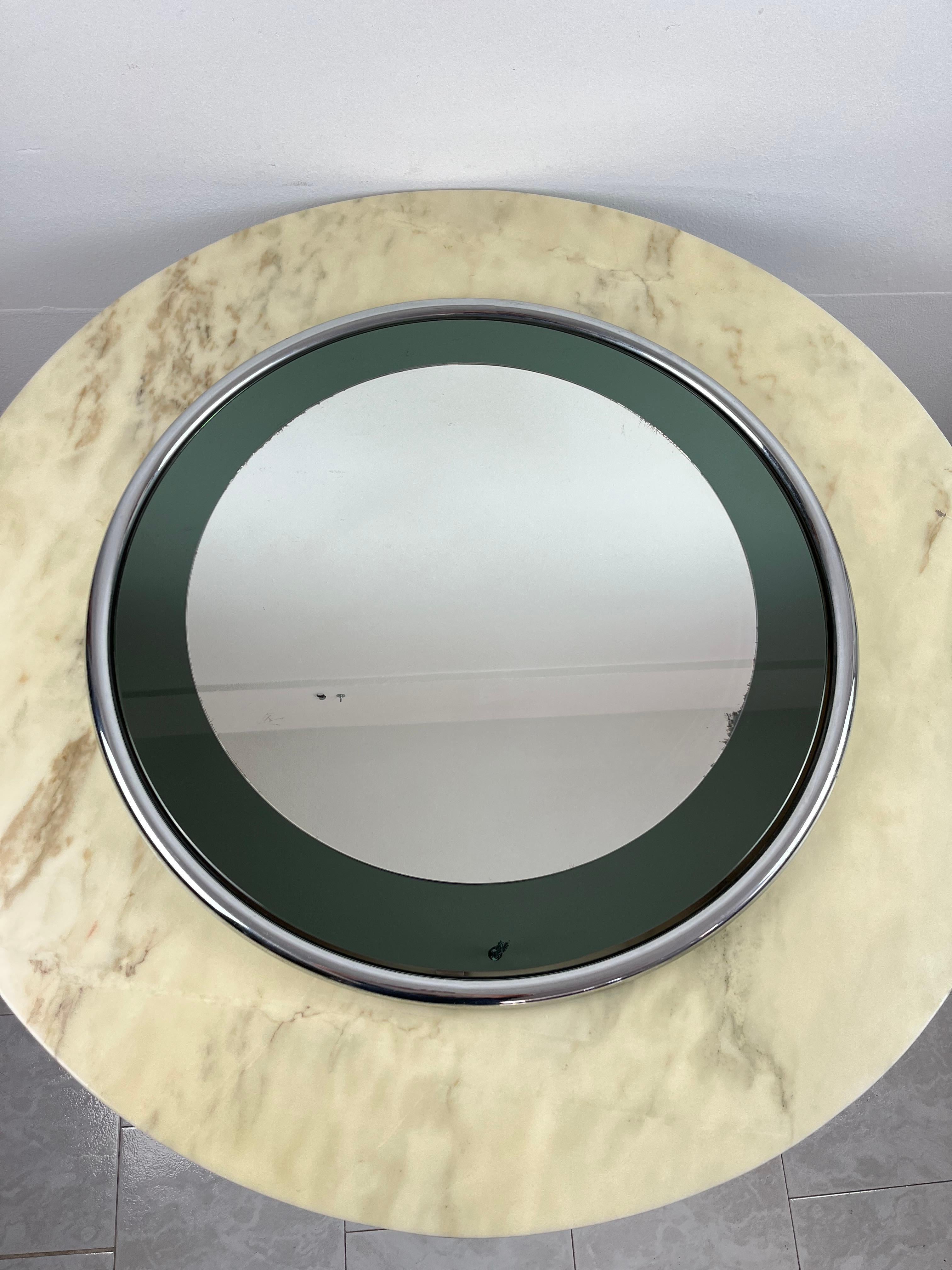 Large Italian Vintage 70s Mirror, Steel Edge In Good Condition For Sale In Palermo, IT