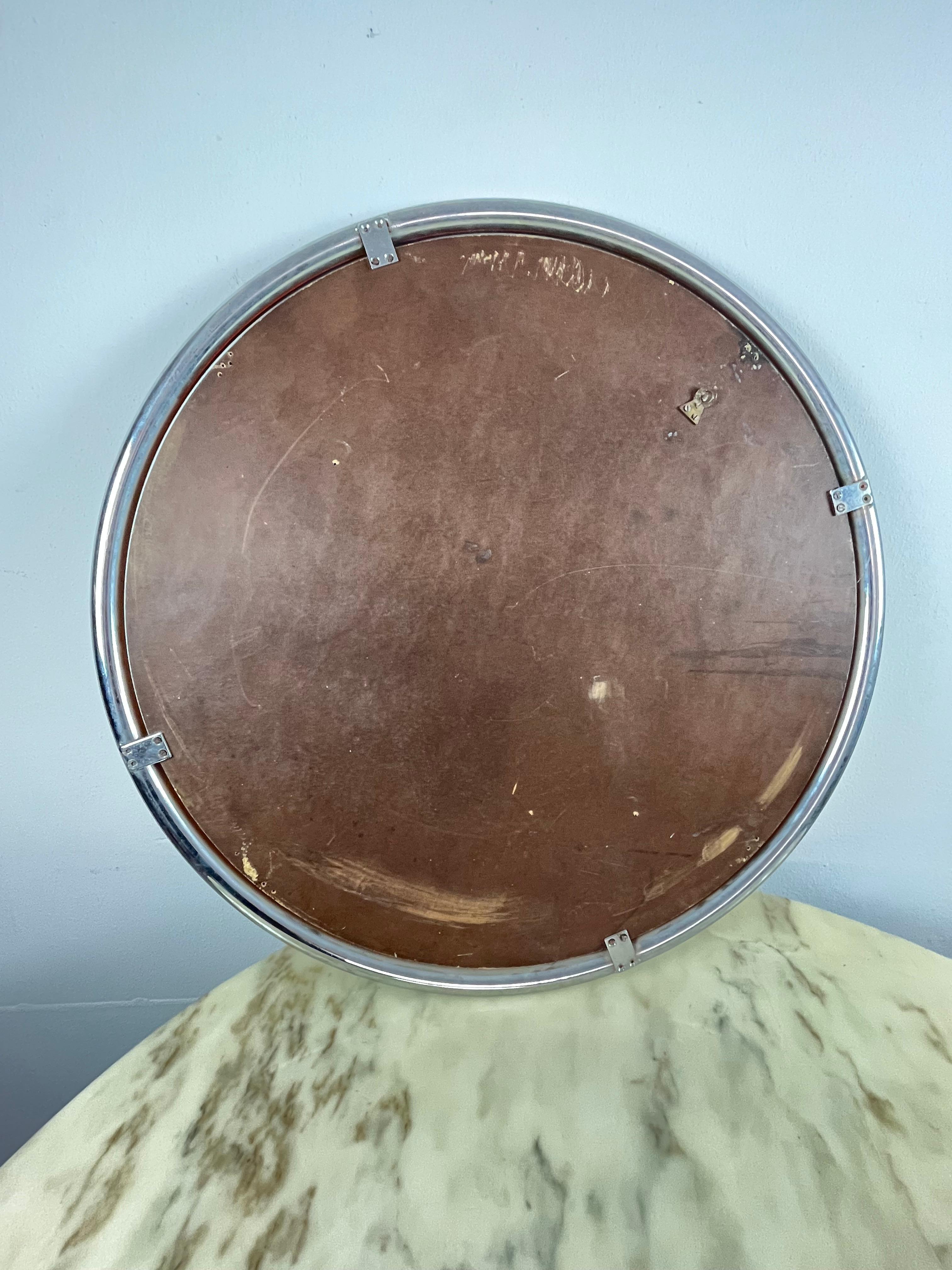 Large Italian Vintage 70s Mirror, Steel Edge For Sale 4
