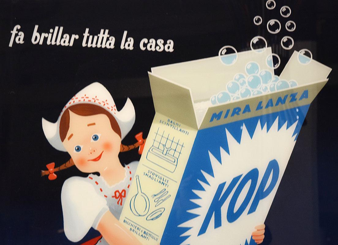 Großes italienisches Vintage-Werbebild auf Glas gemalt, Olandesina KOP Mir (Handbemalt) im Angebot