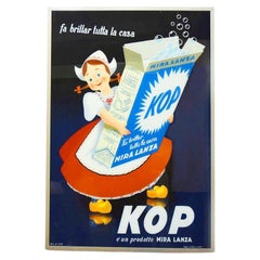 Grande image publicitaire italienne vintage peinte sur verre, l'Olandesina KOP Mir