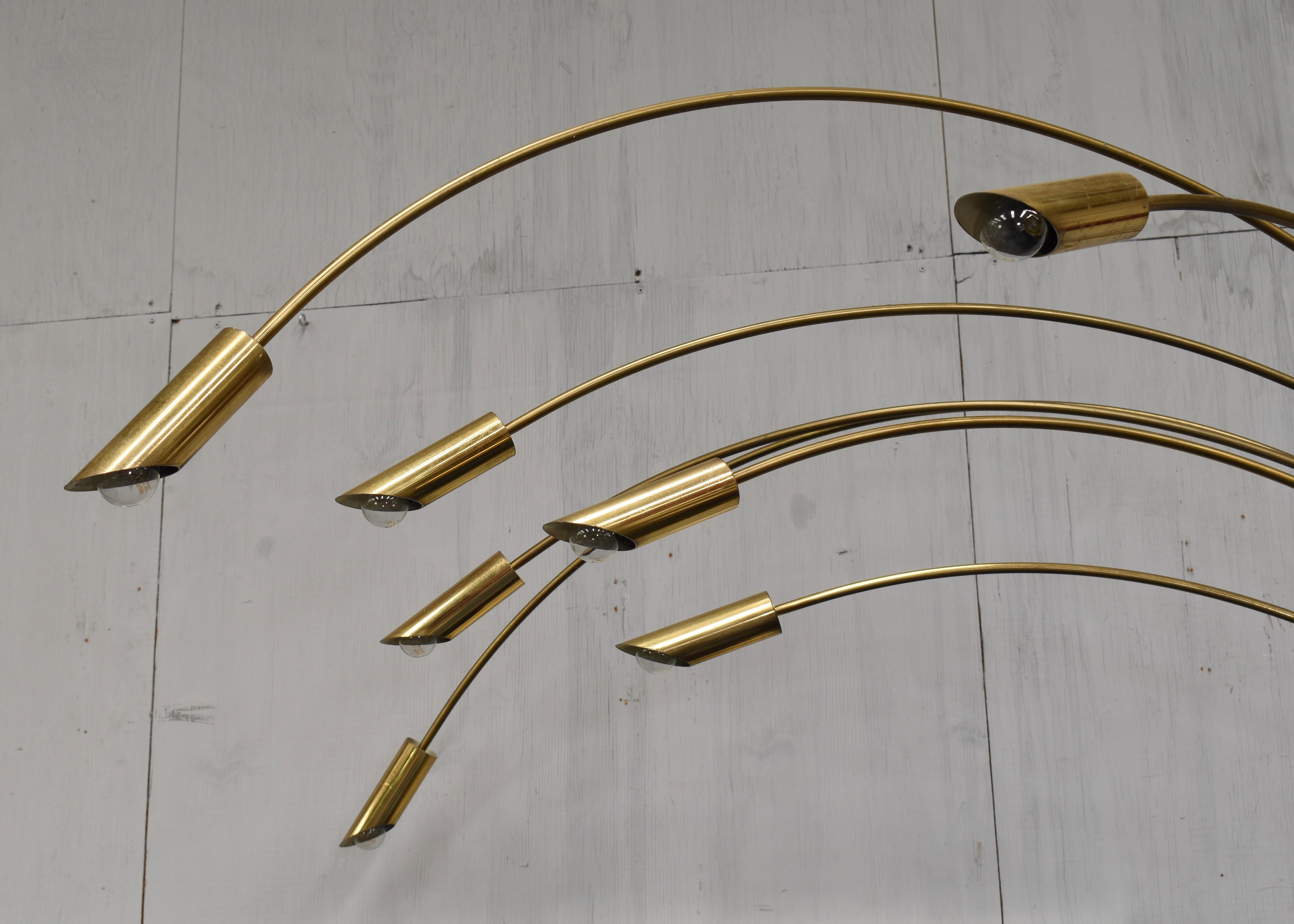 Large Italian Vintage Arched Floor Lamp in Brass, Italy, circa 1970 For Sale 3