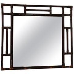 Large Italian Vintage Bamboo Mirror  1970s