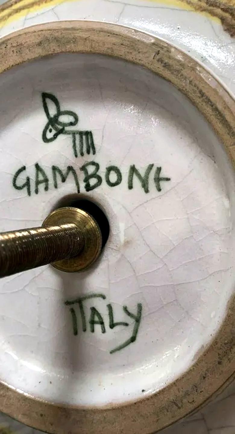 Grande lampe de bureau italienne vintage en céramique Guido Gambone en vente 4