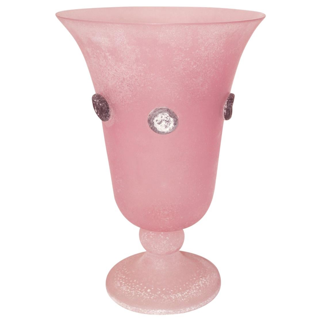 Large Decorative Italian Vintage Blown Murano Glass Urn Vase For Sale