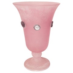 Large Decorative Italian Vintage Blown Murano Glass Urn Vase