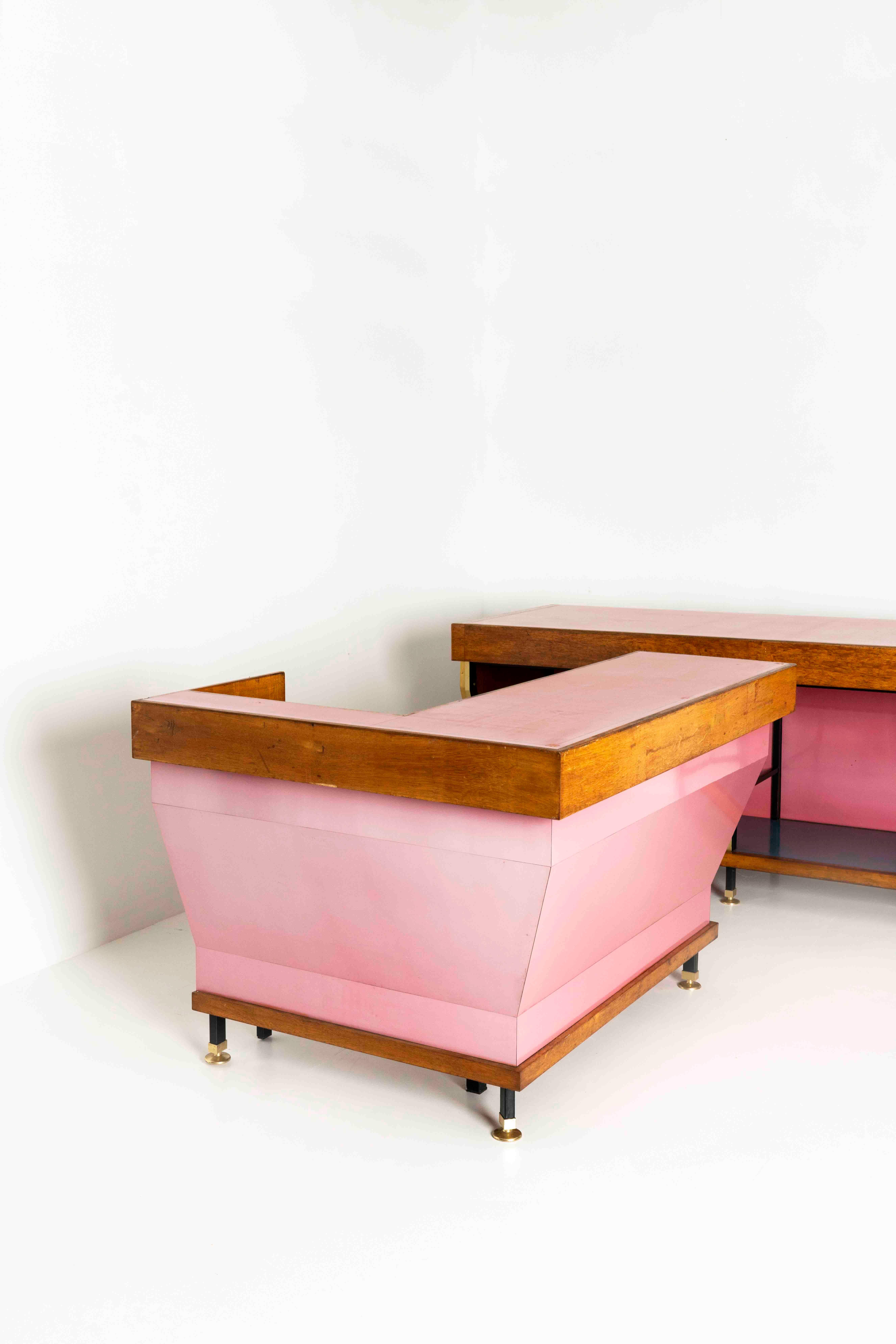 Large Italian Vintage Shop Counter in Pink and Blue, ca 1960s 1