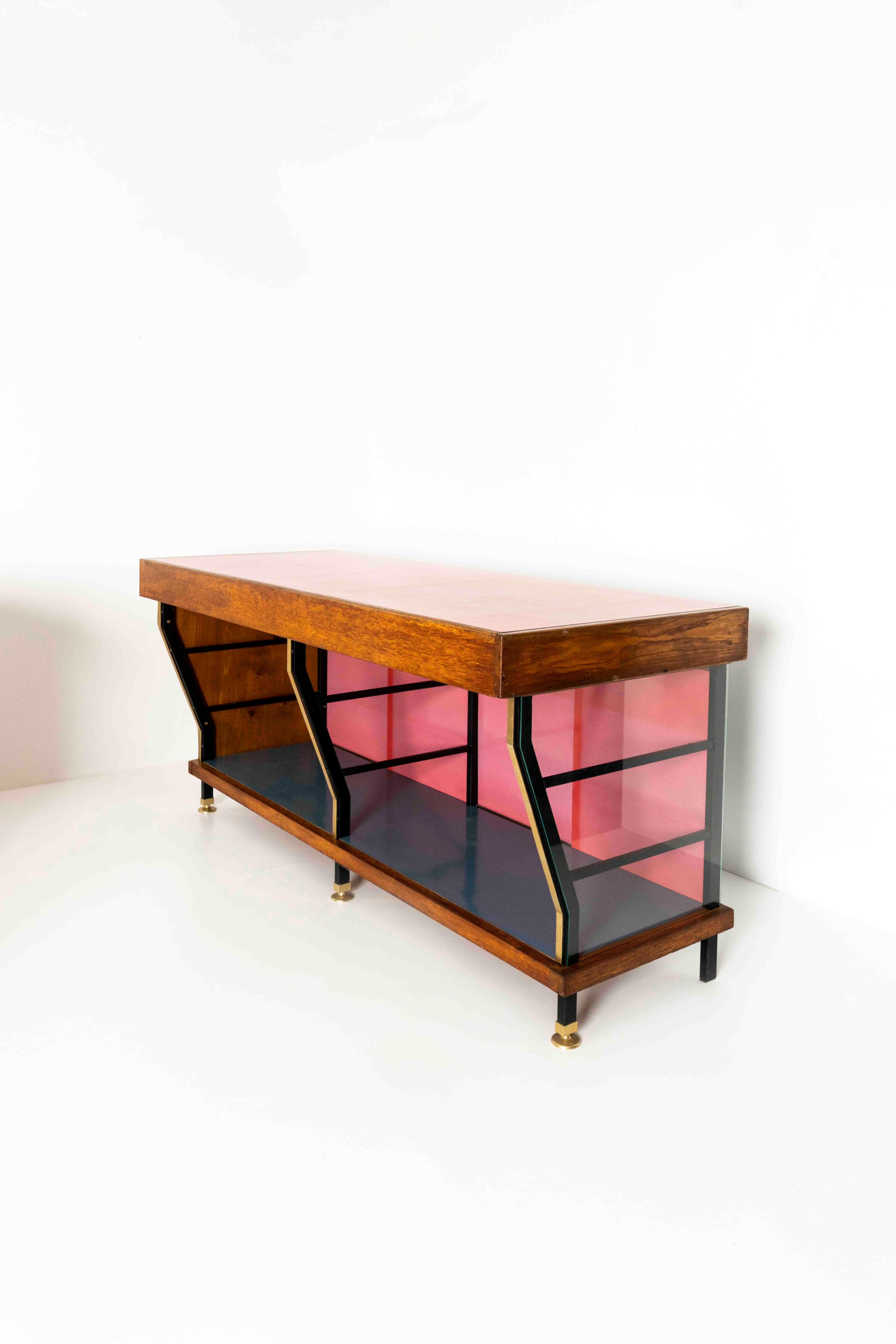 Large Italian Vintage Shop Counter in Pink and Blue, ca 1960s 2