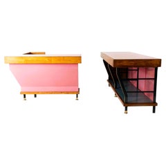 Large Italian Vintage Shop Counter in Pink and Blue, ca 1960s