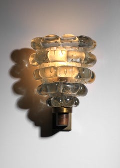 Large Italian wall lamp in Murano glass attributed to Barovier & Toso