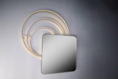 Large Italian Wall Mirror in Brass by Luciano Frigerio, Italy 1960s