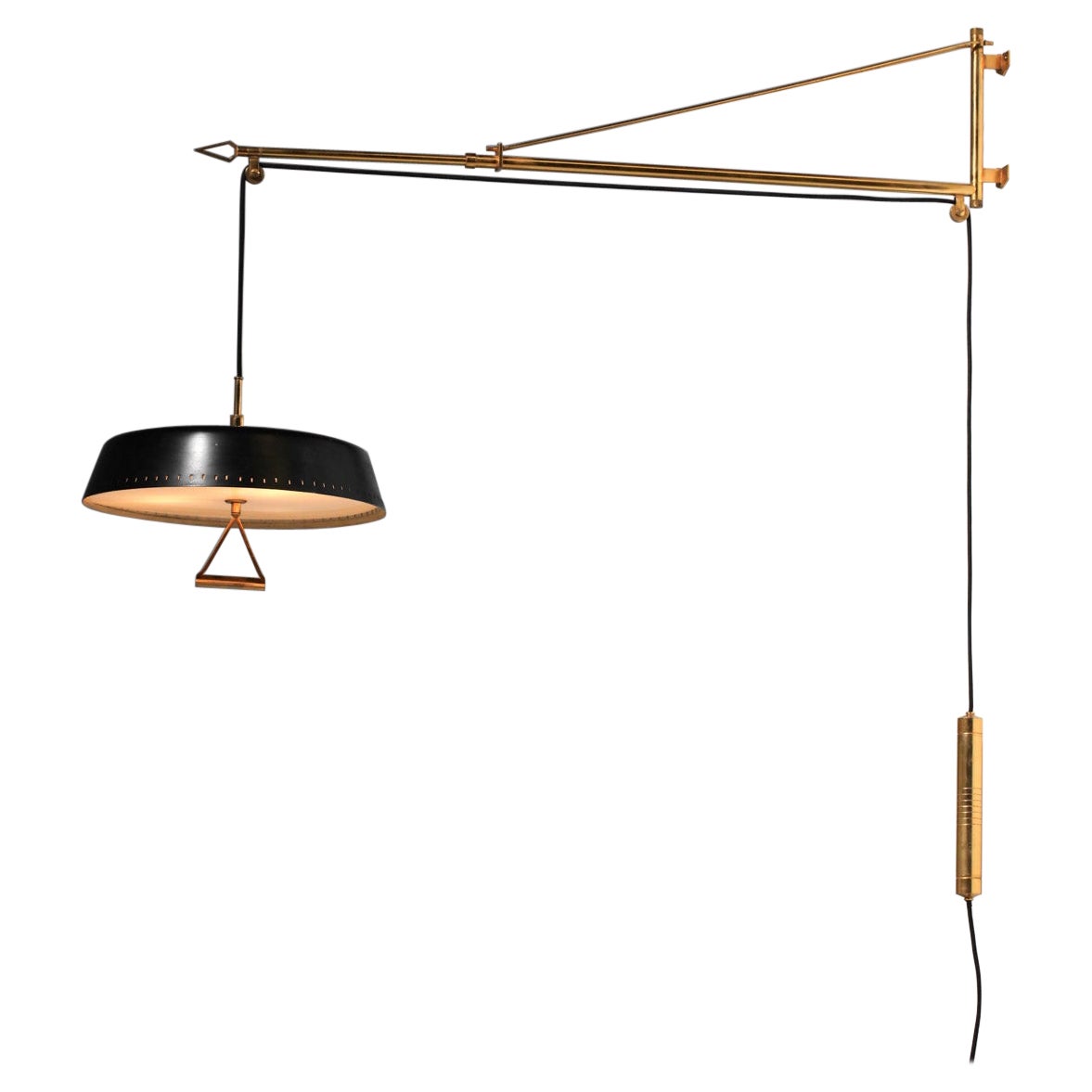 Large Italian wall sconce by Gaetano Scolari, 1950s, in brass
