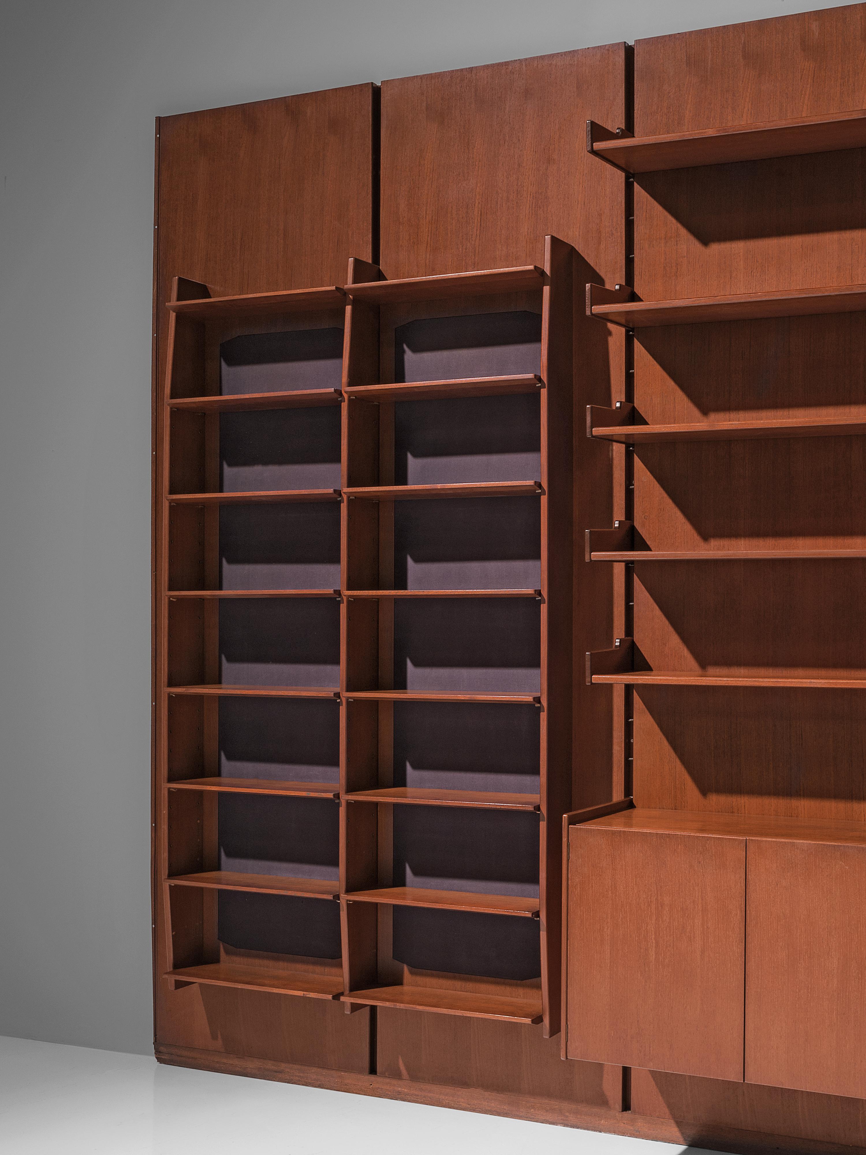 Metal Large Italian Wall Unit in Teak