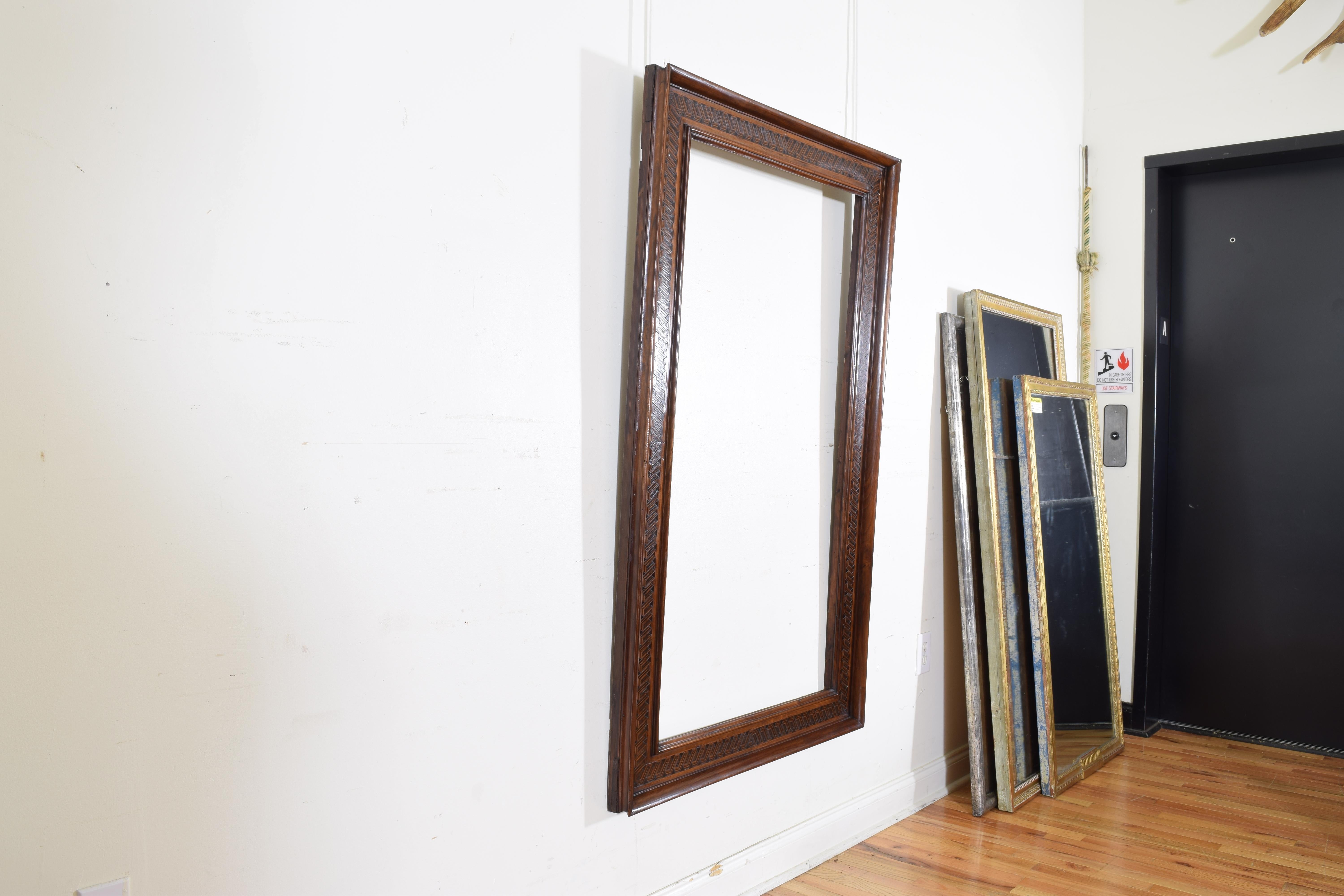 Neoclassical Large Italian Walnut and Fruitwood Marquetry Mirror