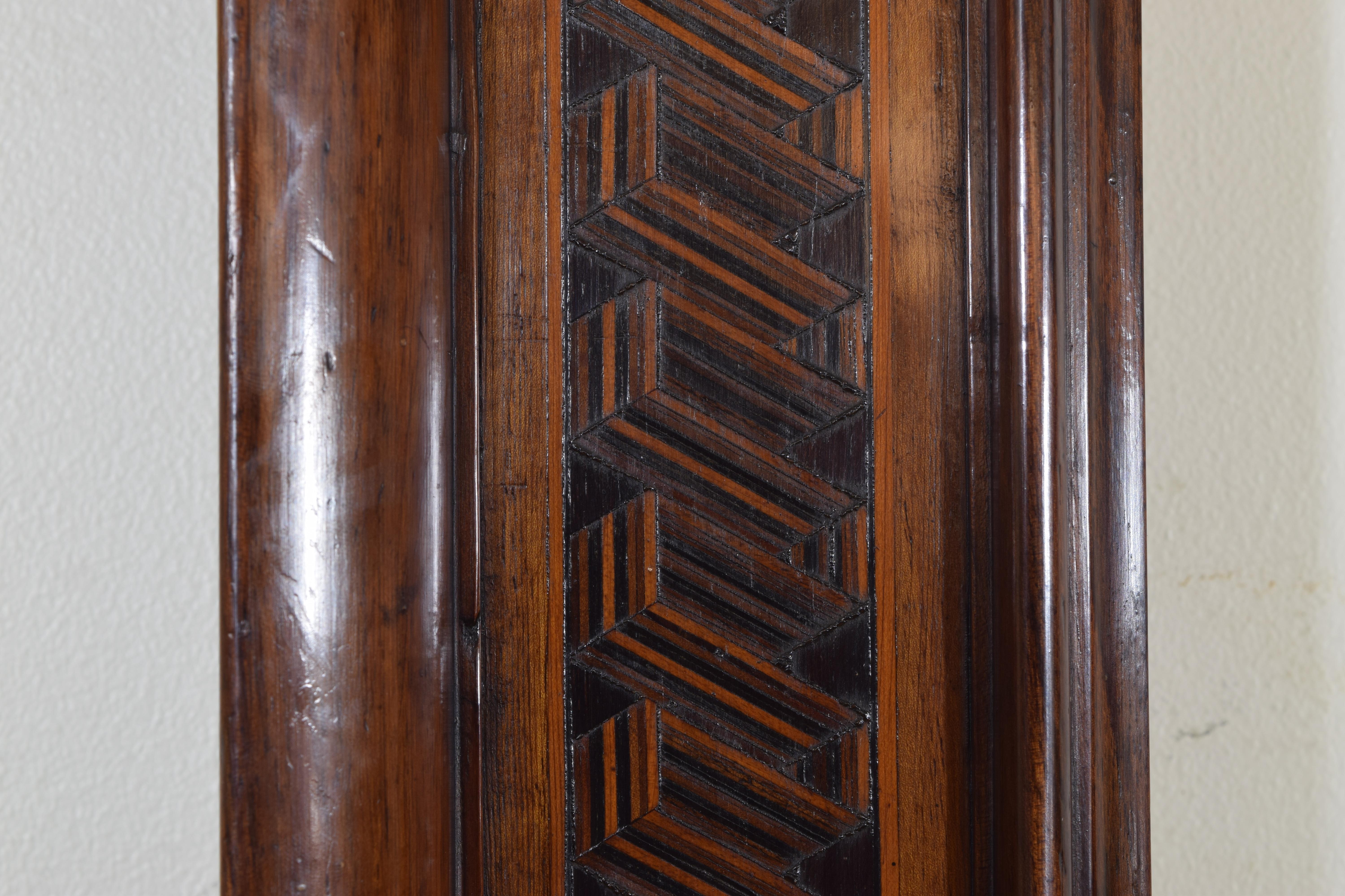 Large Italian Walnut and Fruitwood Marquetry Mirror 1