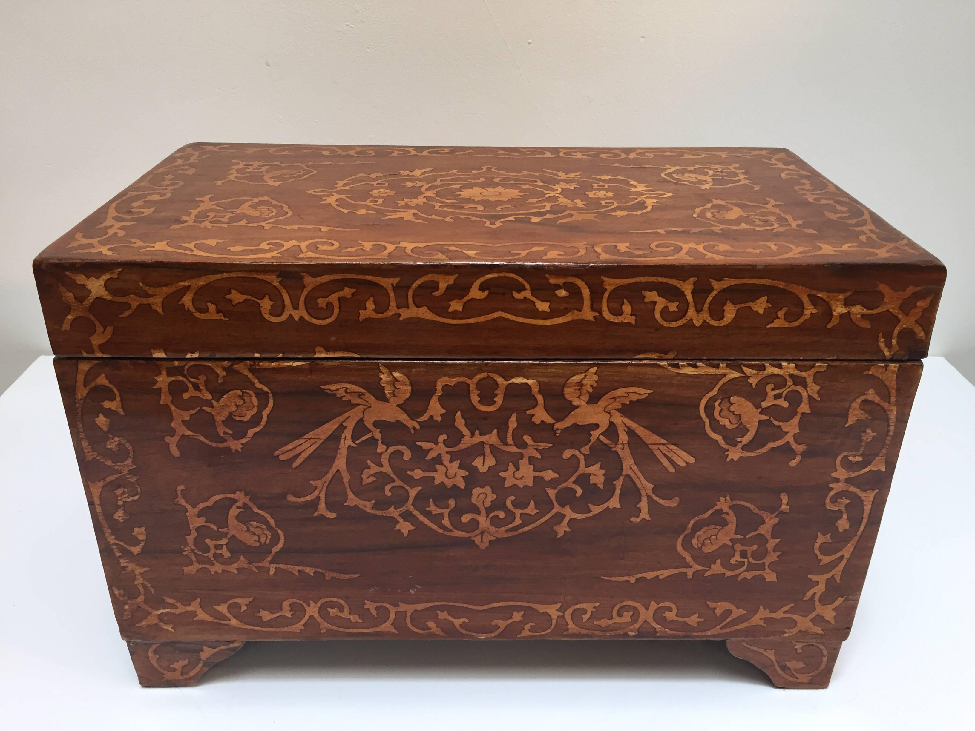 Large Italian Wedding Chest Inlaid with Precious Fruitwood 5