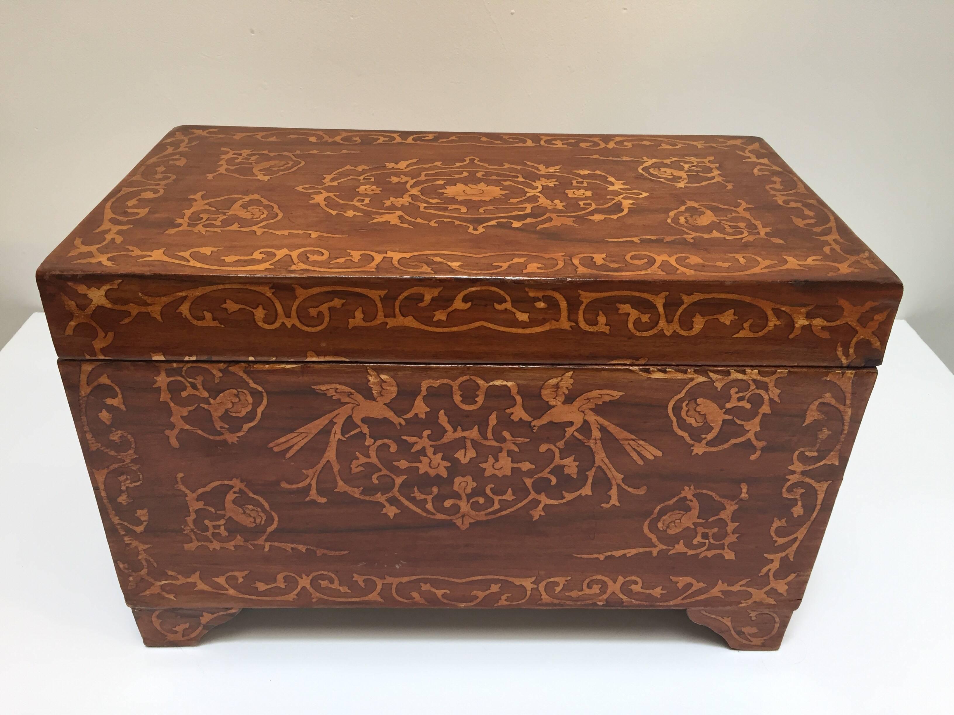 Large Italian Wedding Chest Inlaid with Precious Fruitwood 8