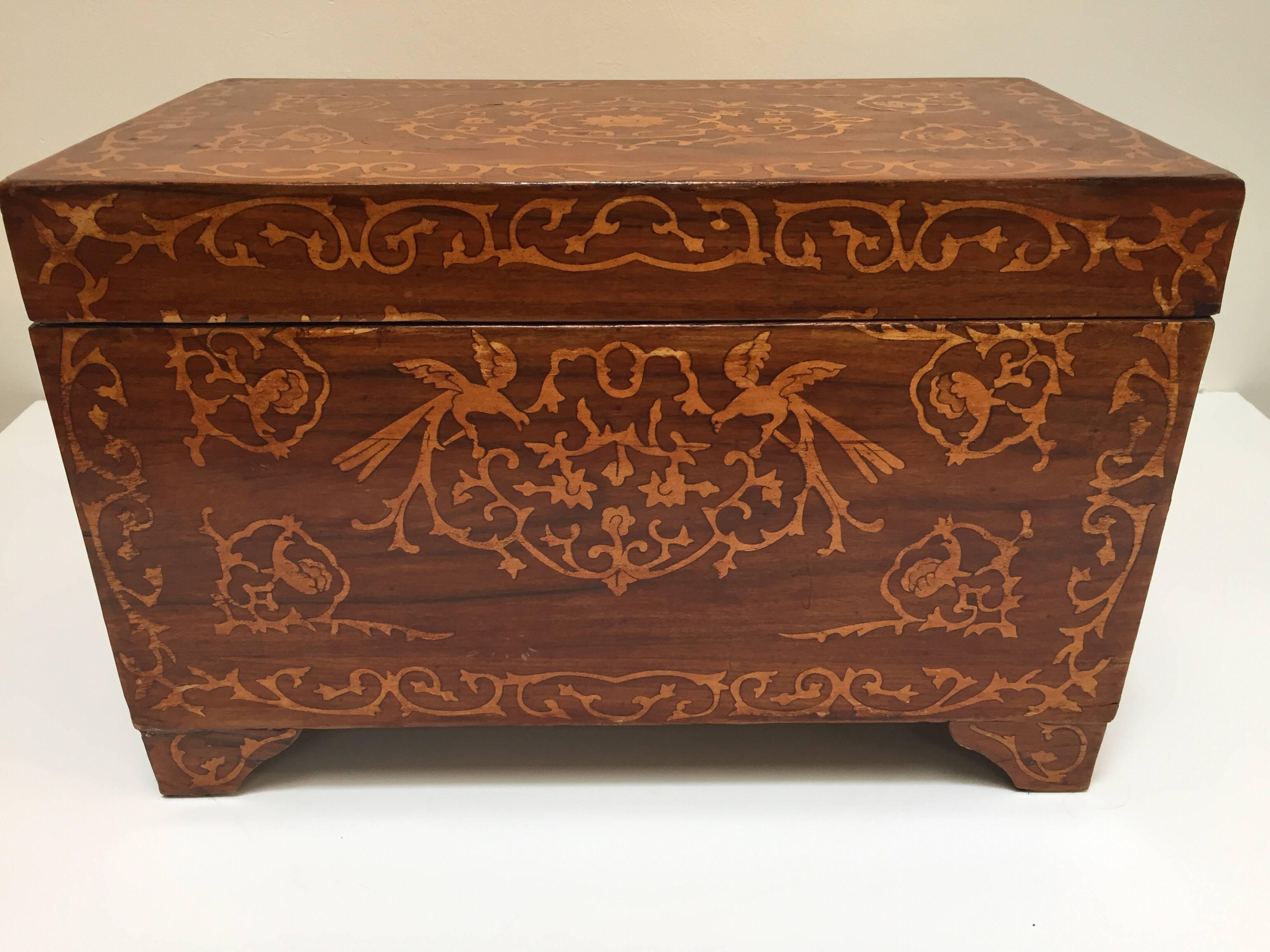Large Italian Wedding Chest Inlaid with Precious Fruitwood 10