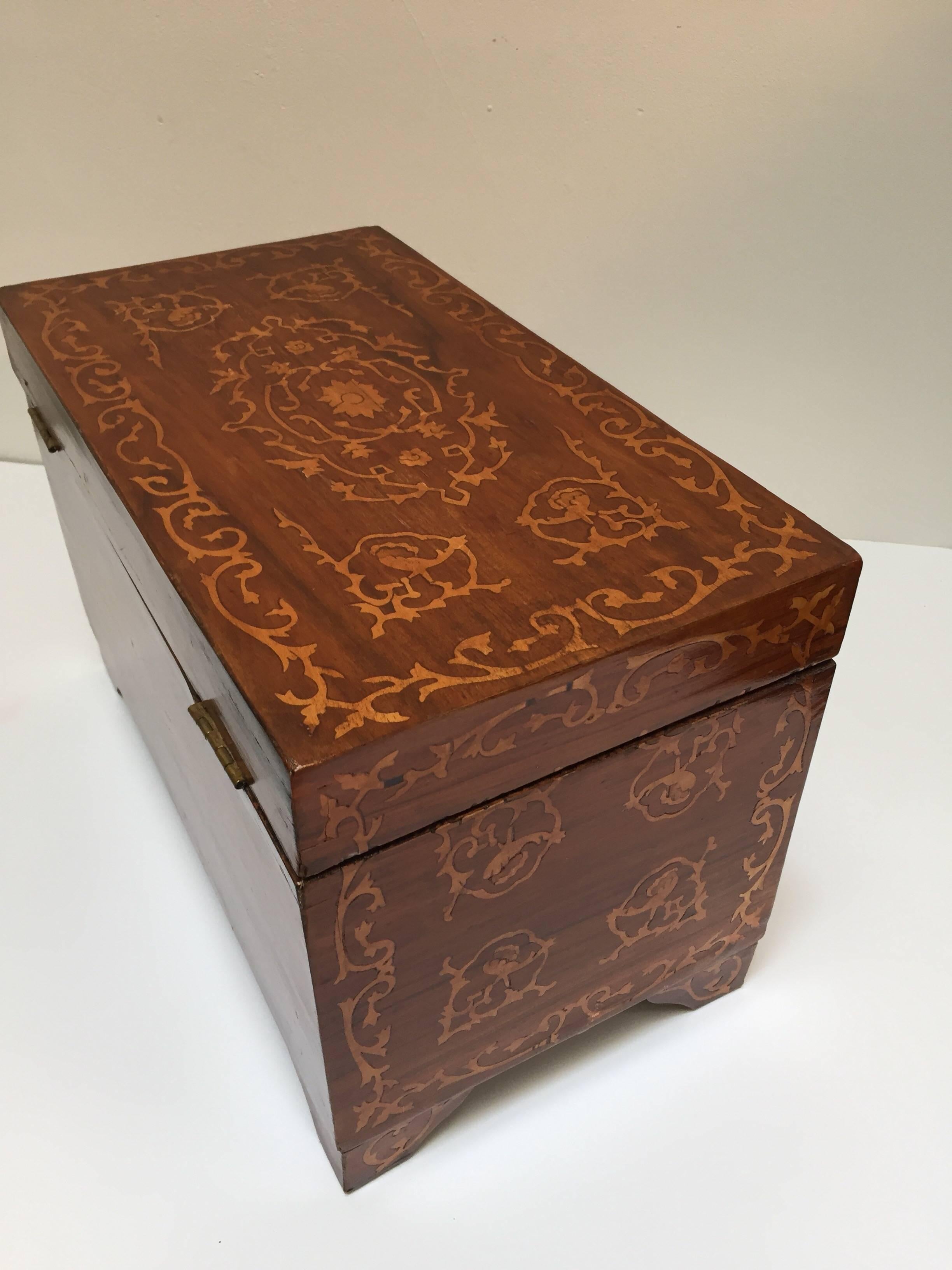 Marquetry Large Italian Wedding Chest Inlaid with Precious Fruitwood