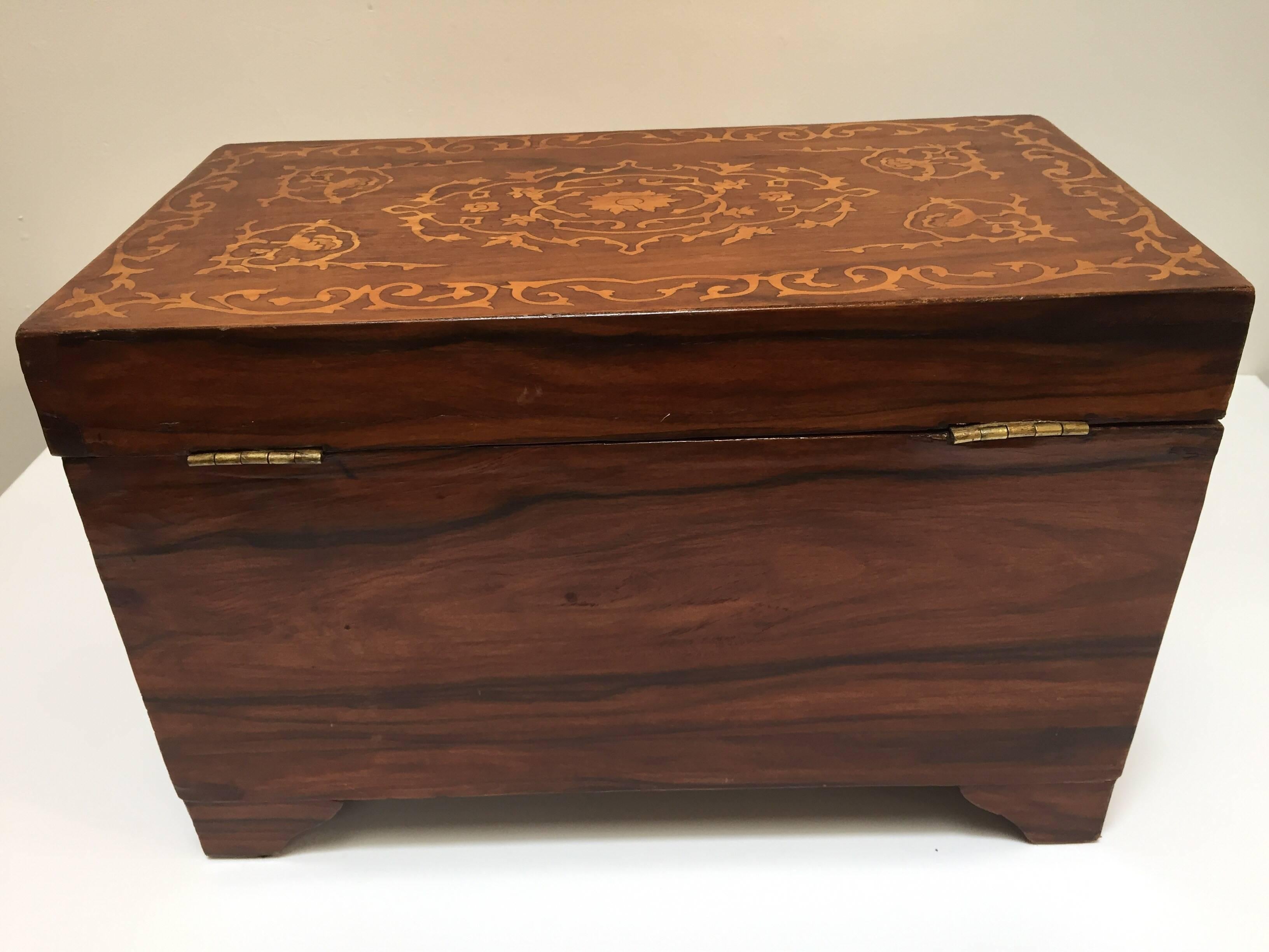 Large Italian Wedding Chest Inlaid with Precious Fruitwood 2