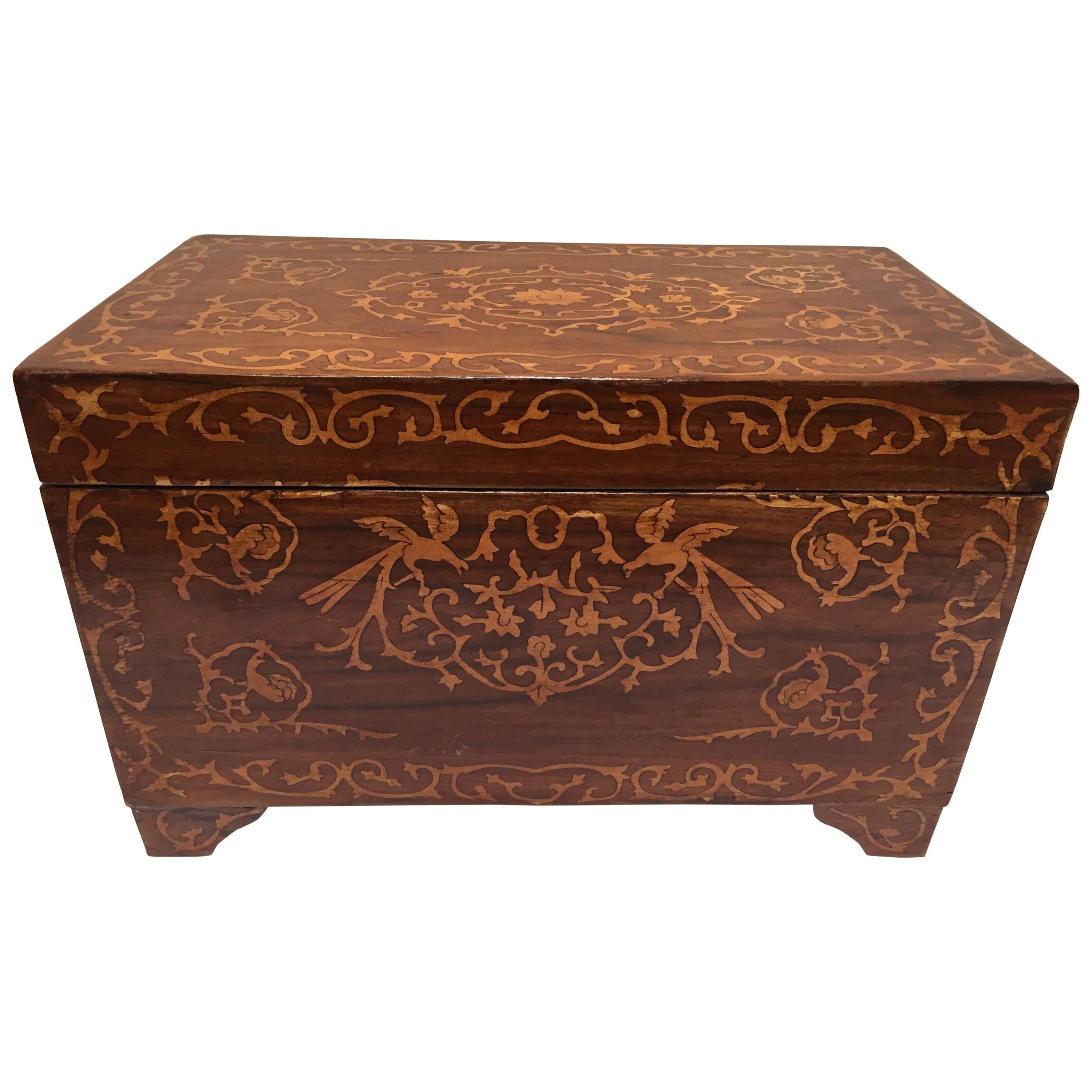 Large Italian Wedding Chest Inlaid with Precious Fruitwood