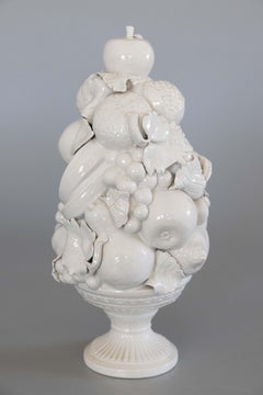 Large Italian White Blanc de Chine Creamware Fruit Topiary