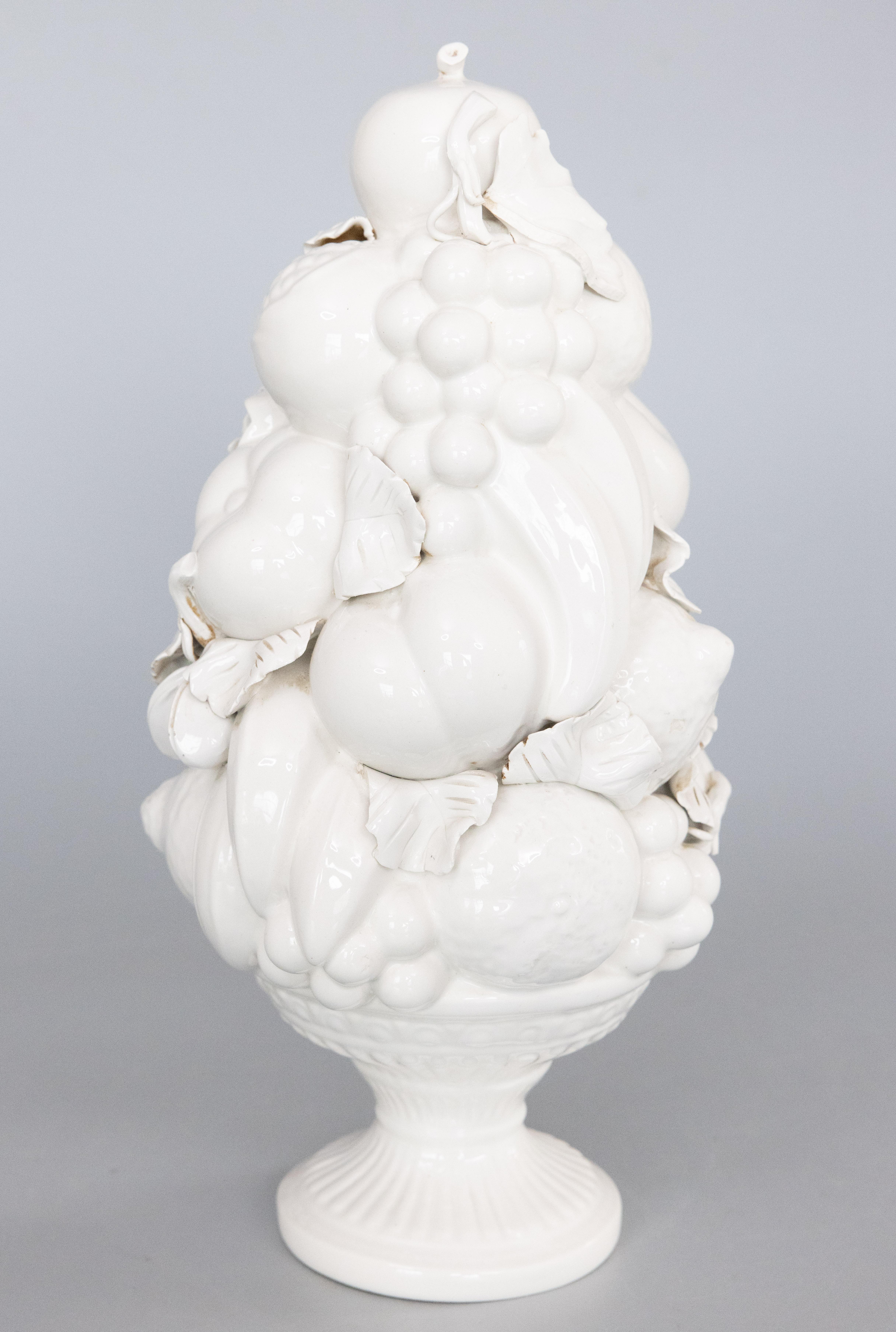 Mid-Century Modern Large Italian White Blanc de Chine Creamware Fruit Topiary