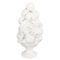 Vintage Large Italian White Blanc de Chine Creamware Fruit Topiary