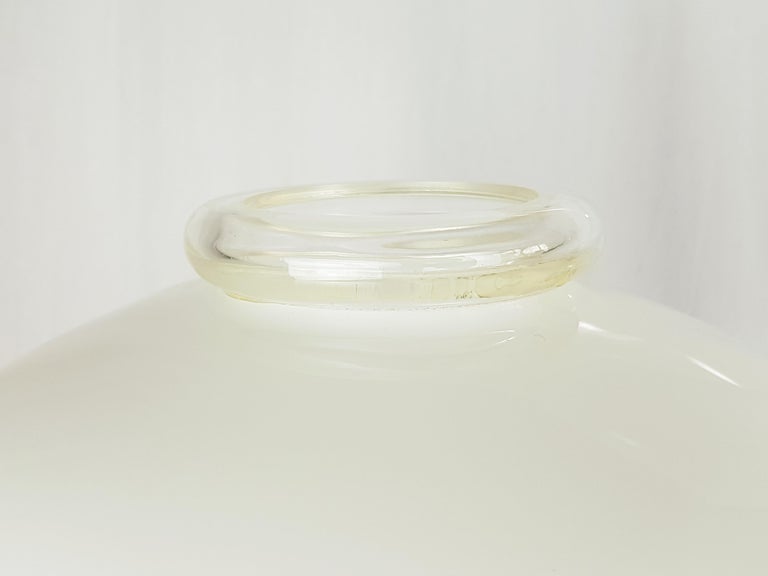 Post-Modern Large Italian White & Clear Murano Glass 