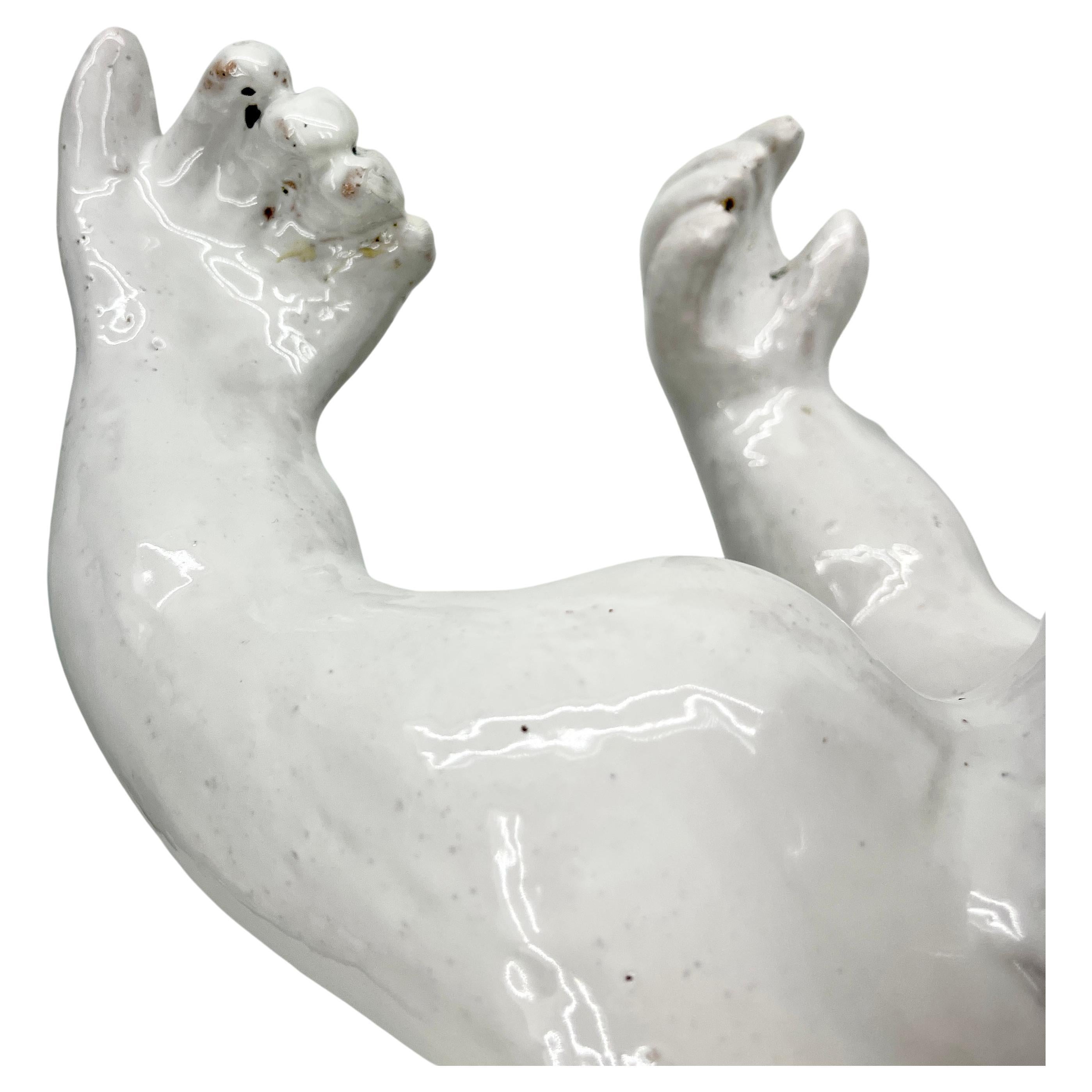 Large Italian White Glazed Cherub Centerpiece Sculpture For Sale 3
