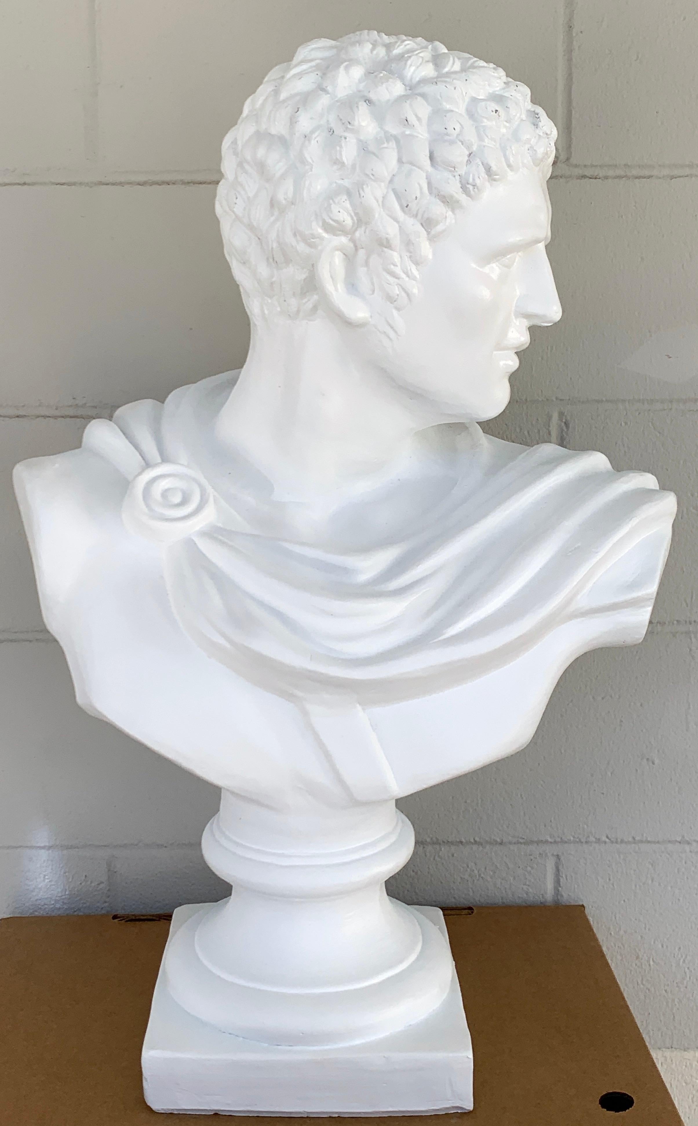 Large Italian White Lacquered Terracotta Bust of Apollo For Sale 5