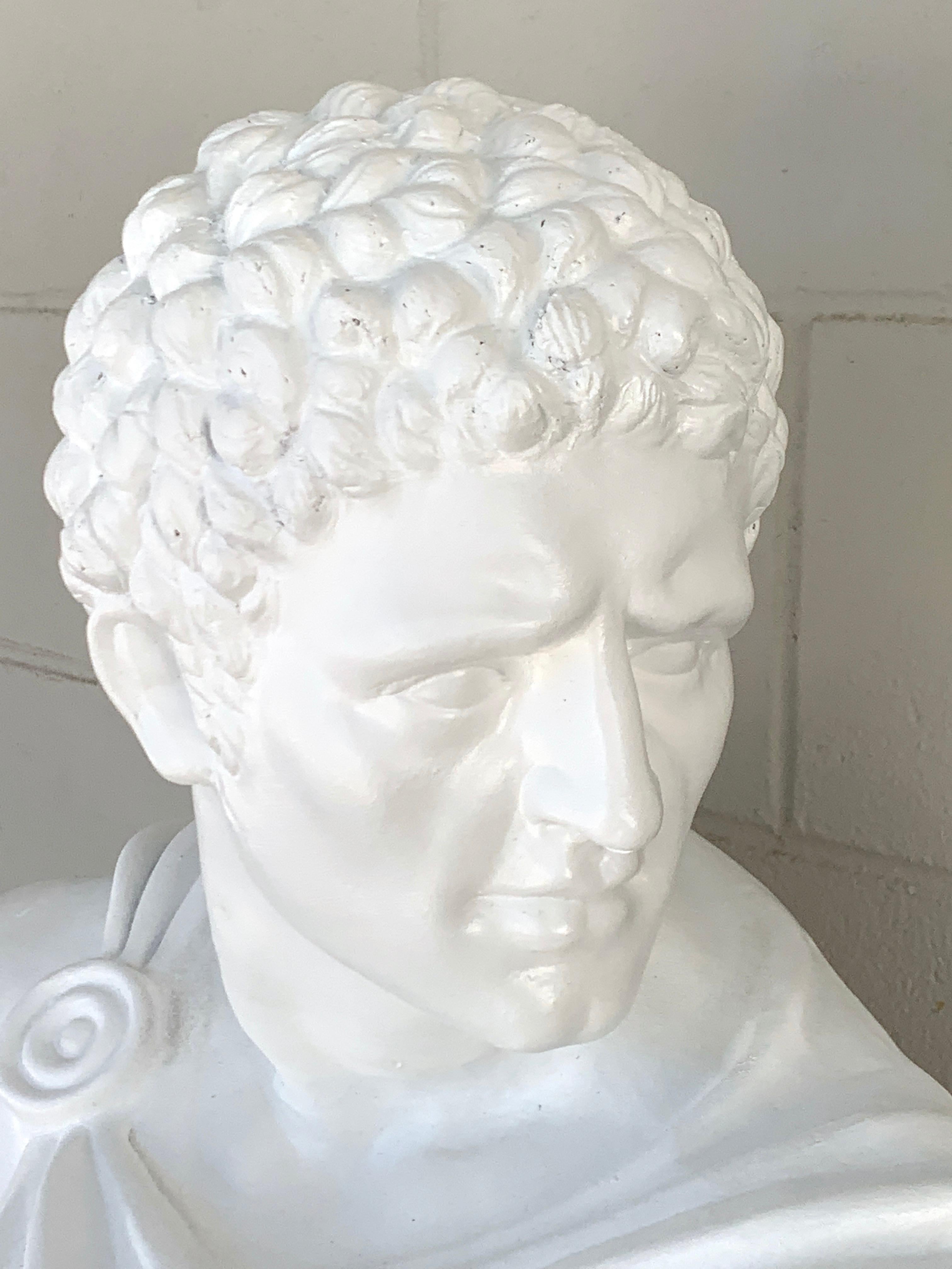 20th Century Large Italian White Lacquered Terracotta Bust of Apollo For Sale